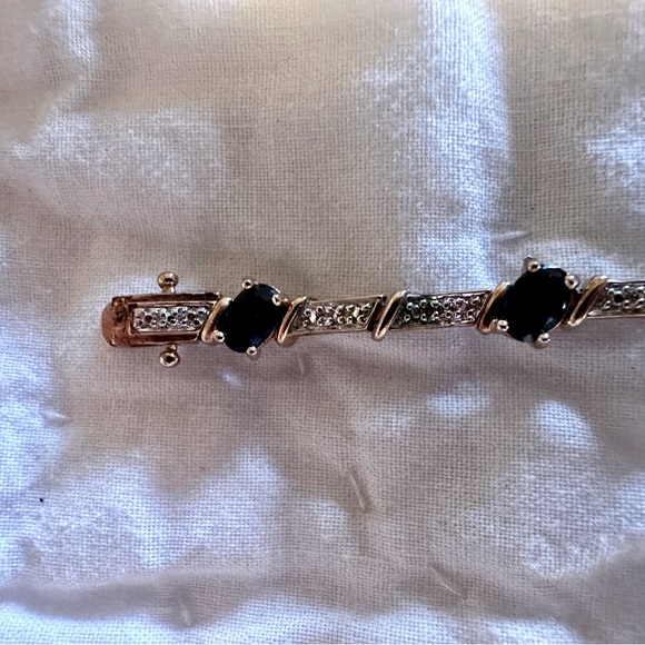 A Simulated Emerald, pave CZ gold plated 925 sterling silver bracelet - Picture 8 of 9